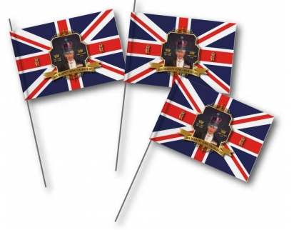 Coronation "His Majesty King Charles III" Hand Flags 4 Pack  14 x 21 cm 821616