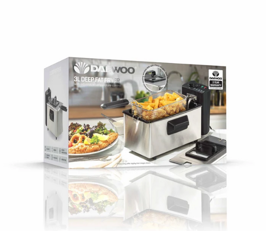 3L Deep Fat Fryer Stainless Steel Adjustable Temperature Control Viewing Window
