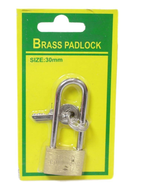 Brass Long Padlock Diy Home Suitcase Gold Door Padlock With 2 Keys 30mm 5187