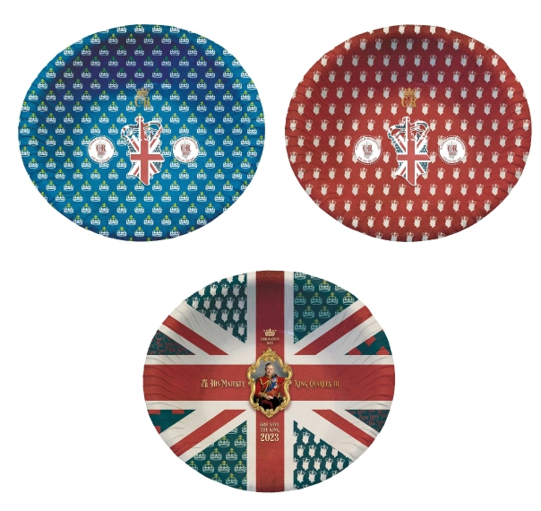 Coronation "His Majesty King Charles III" 8 Pack 6 Inch Disposable Bowls King Charles III Assorted Designs 821601