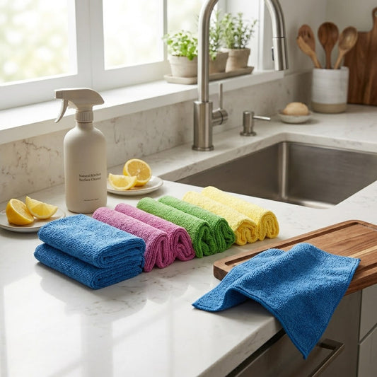4 – Colour Microfibre Mop Cloth Set, 8 Pieces