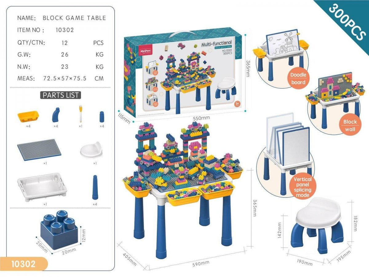 Multi-Functional 300Pcs Block Game Table
