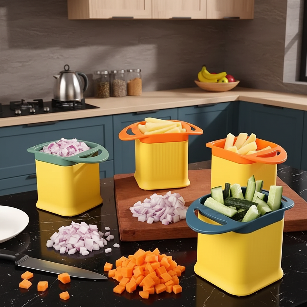 One Step Plastic Potato Chipper Fries Vegetable Cutter 10.5 X 15.5 X 9.5Cm Assorted Colours