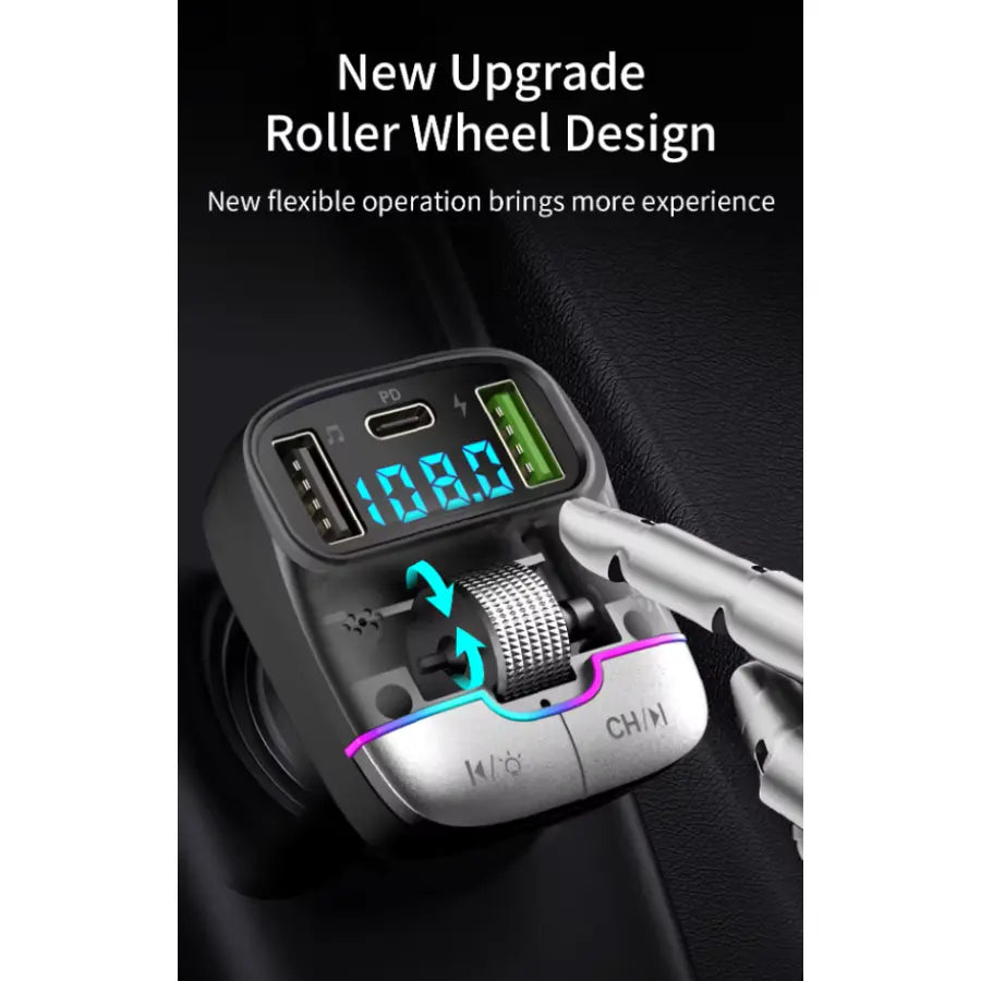 25W Wireless Bluetooth Car FM Transmitter USB+PD Charger Audio MP3 Music Player