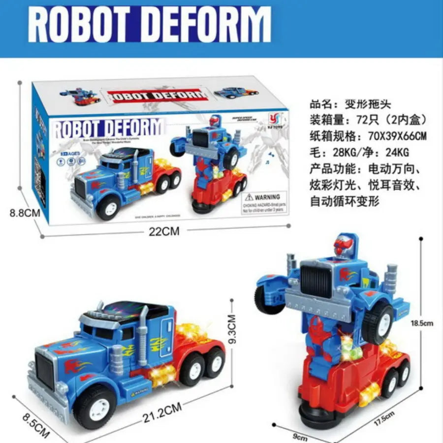 Robot Deform Truck Toy Transforming Car with 3D Lights & Music