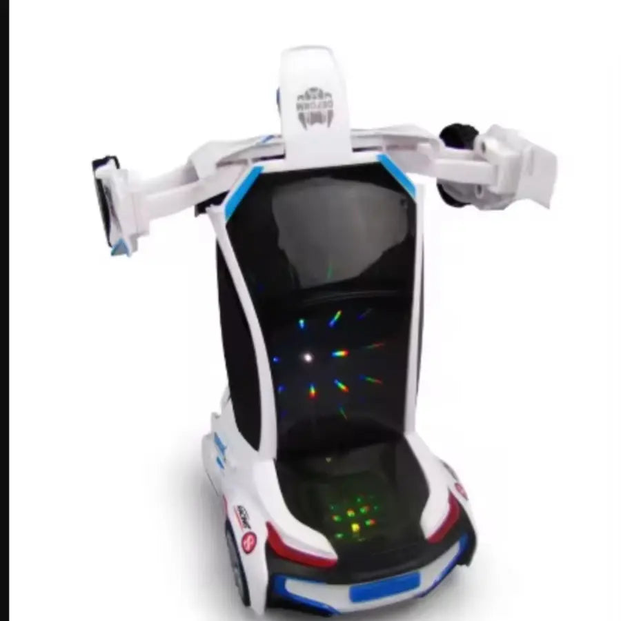 Transforming Robot Car for Kids: 2-in-1 Toy with Bump & Go Action, 3D Lights, Music, and Auto Conversion