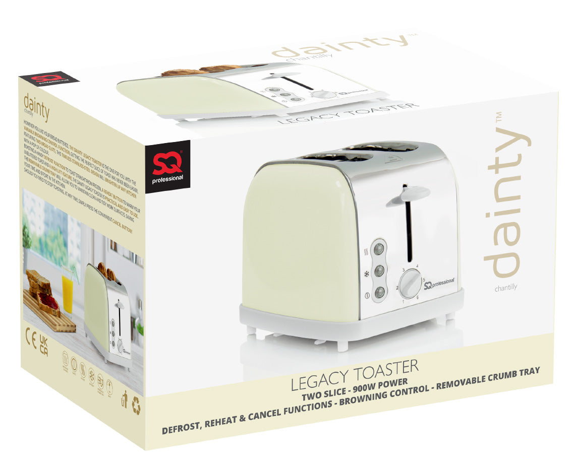 SQ Professional Dainty 2 Slice Toaster 900W Chantilly 7927