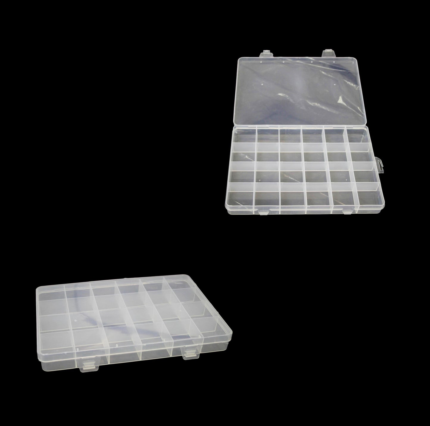 24 Plastic Compartment Box Small Organiser Storage Craft Box 19cm x 13cm 2035