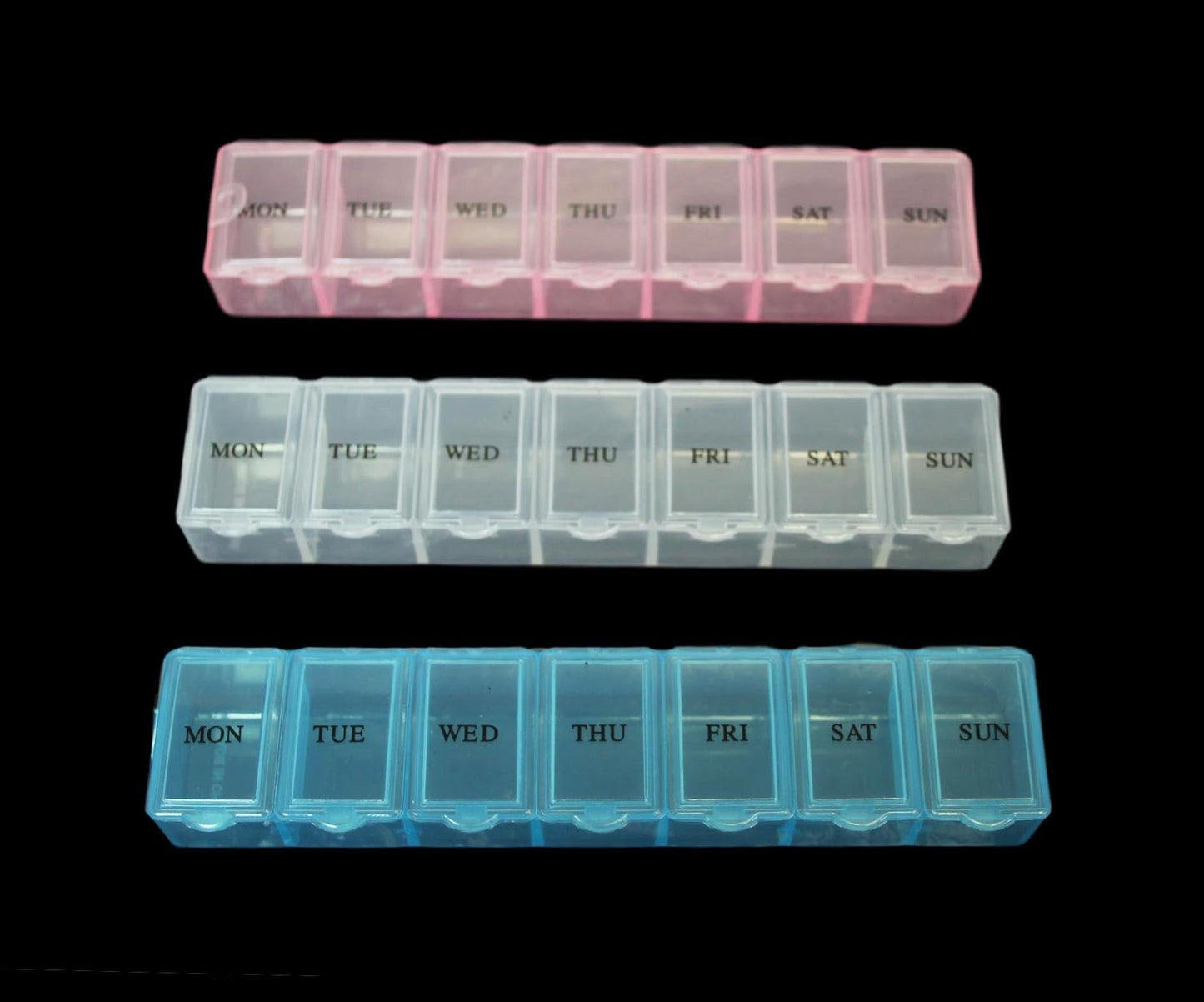Plastic Pill Tablet Box Organiser 7 Days 15 x 2 cm Assorted Colours 2036