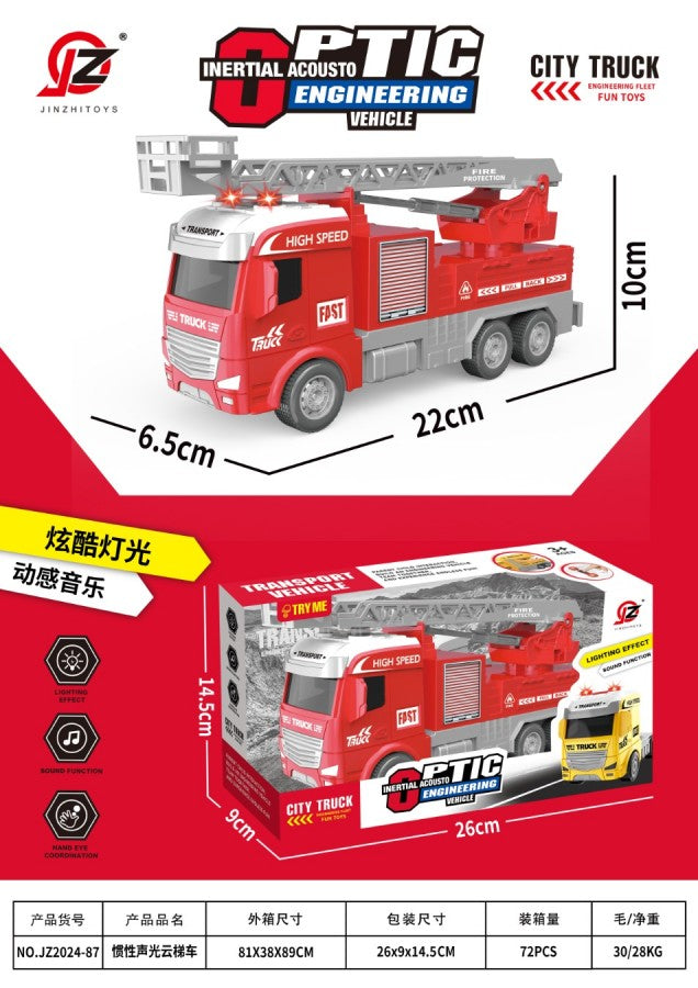Fire Truck - Friction Powered Toy With Lights & Sound