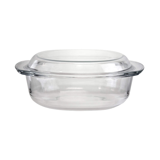 Rectangular Casserole Tempered Glass Curry Stock Pot With Lids 3.5 Litre 2129