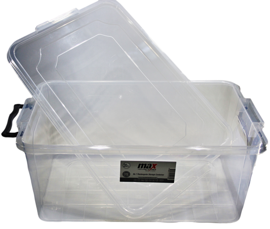 Clear Plastic Rectangle Storage Box 20 Litre 47 x 30 x 20 cm 2136