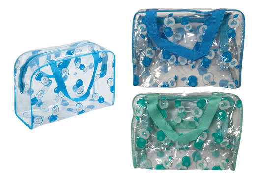 Bathroom Make-up Toiletry Travel Bag with Handles Clear Apple Print 25 x 17 x 8.5 cm Assorted Colours 2252 / TB2