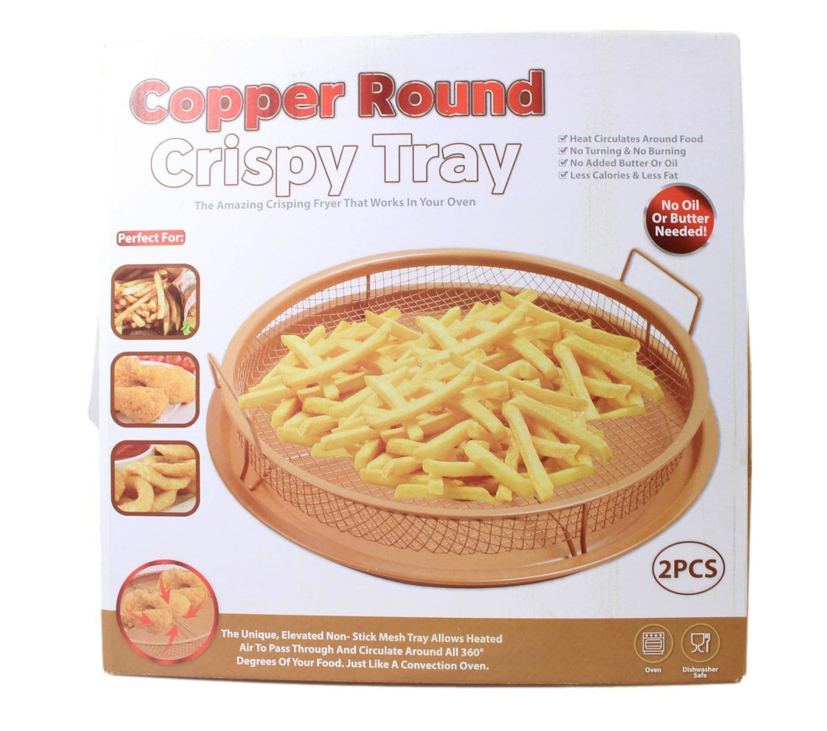 Round Copper Crispy Oven Tray Set Of 2