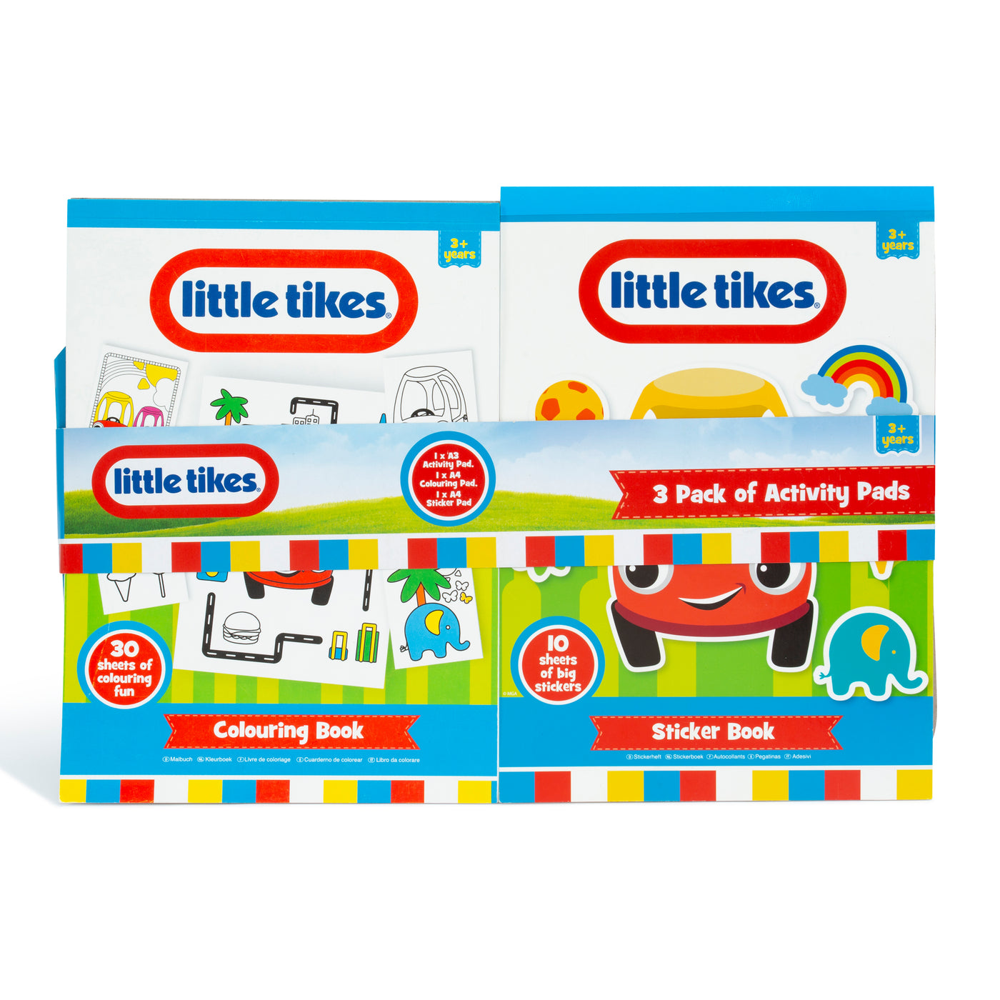 Little Tikes 3 Pack of Activity Pads – Kids Activity Packs Including: A4 Colouring Book, A4 Sticker Book and A3 Art Pad – 3 in 1 Activity Books – Kids Sticker Books and Drawing Pad
