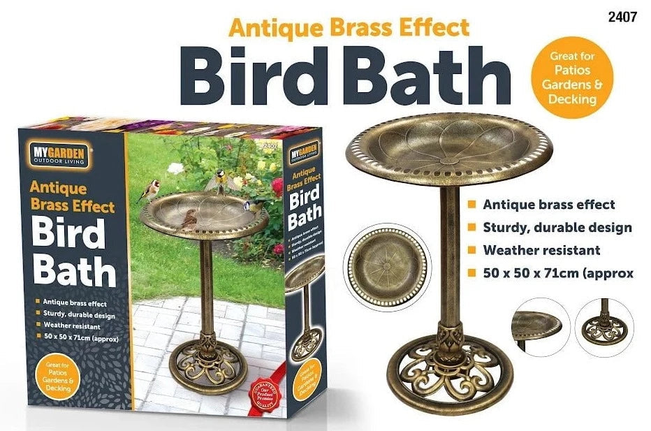 Bird Bath Antique Brass Effect Garden Decoration