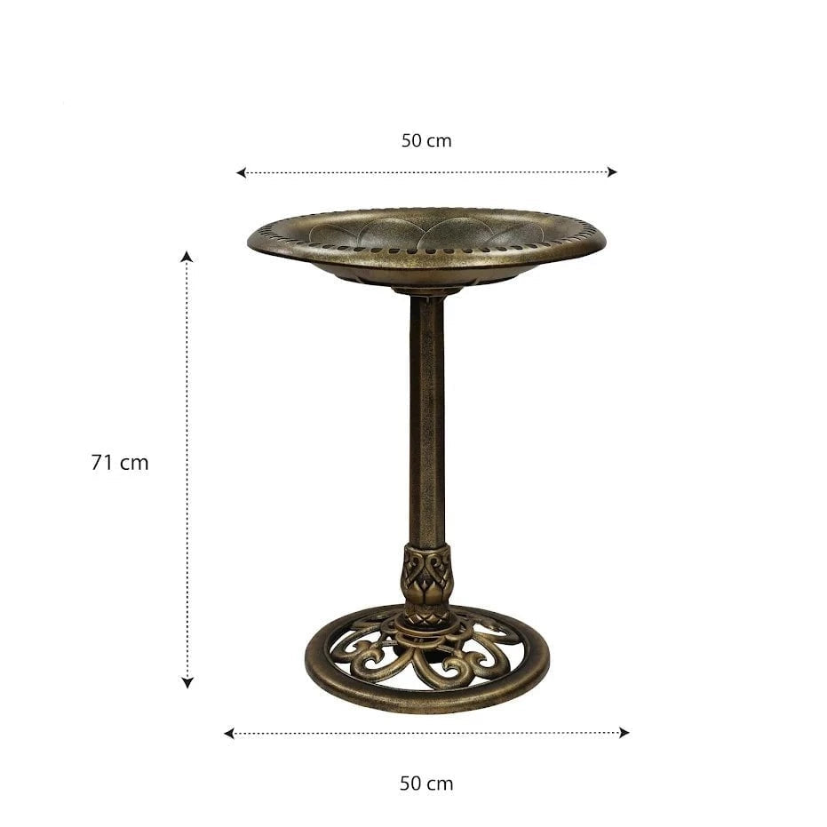 Bird Bath Antique Brass Effect Garden Decoration 2407