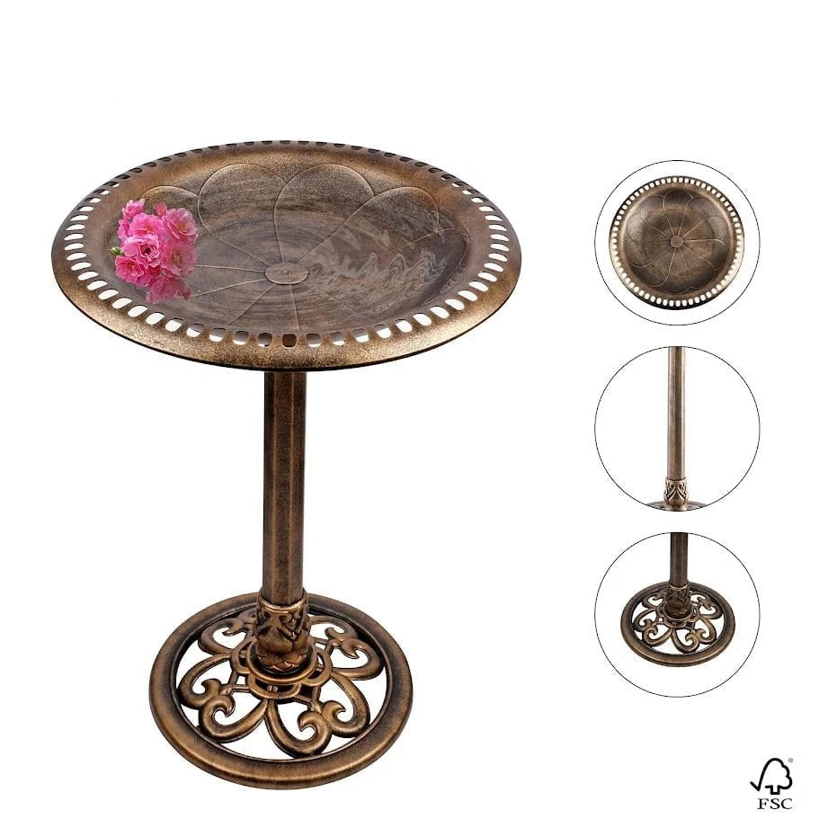 Bird Bath Antique Brass Effect Garden Decoration 2407