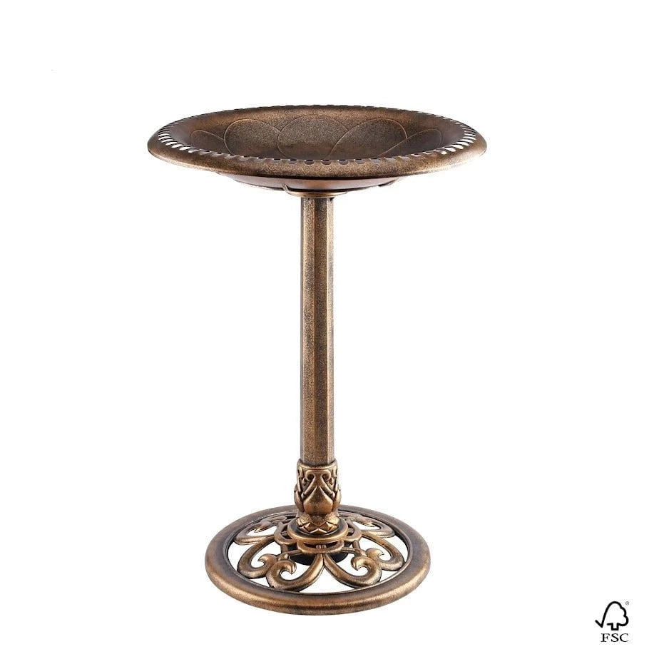 Bird Bath Antique Brass Effect Garden Decoration 2407