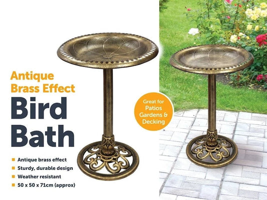 Bird Bath Antique Brass Effect Garden Decoration