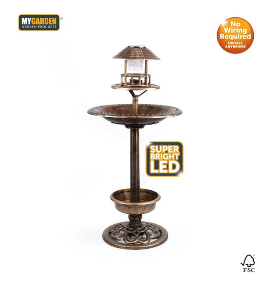 Solar Powered 3 In 1 Bird Bath, Feeder & Planter Garden Decoration