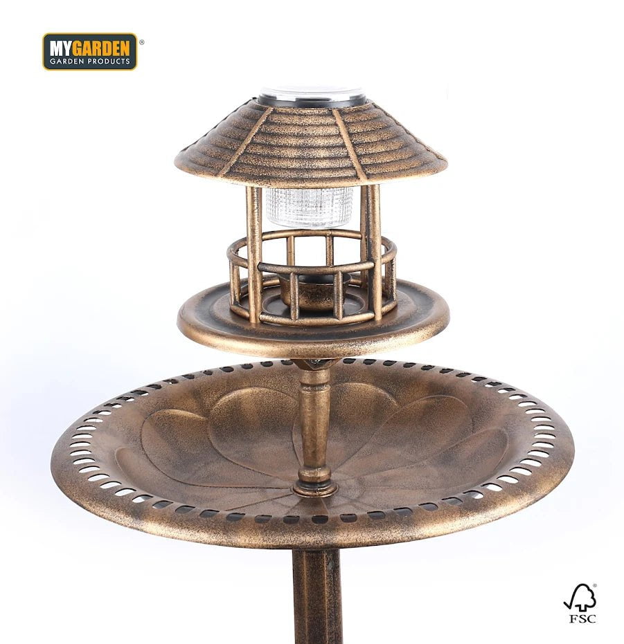 Solar Powered 3 In 1 Bird Bath, Feeder & Planter Garden Decoration