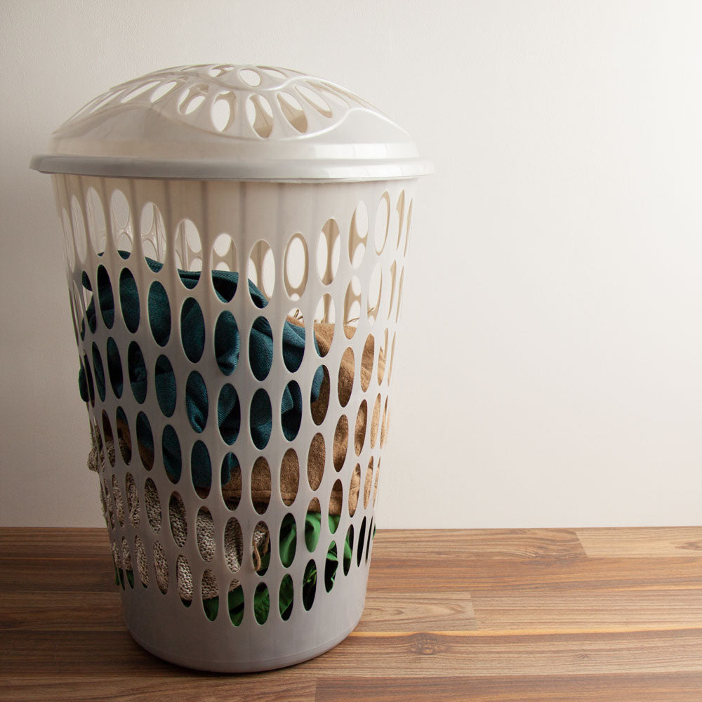 Round Plastic Laundry Hamper Basket With Lid 50L Assorted Colours