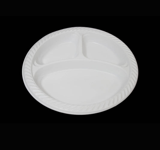 10" Reusable Plates 3 Compartments Pack Of 50