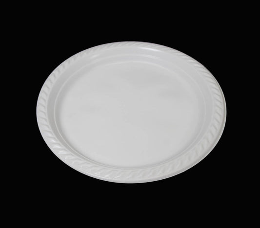 9" Reusable White Plastic Plate Pack Of 12