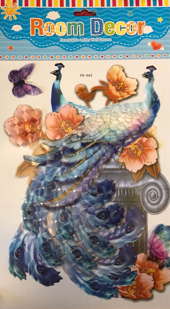 Room Decor 3D Effect Wall Stickers 44 x 25 cm Assorted Designs and Colours 7127
