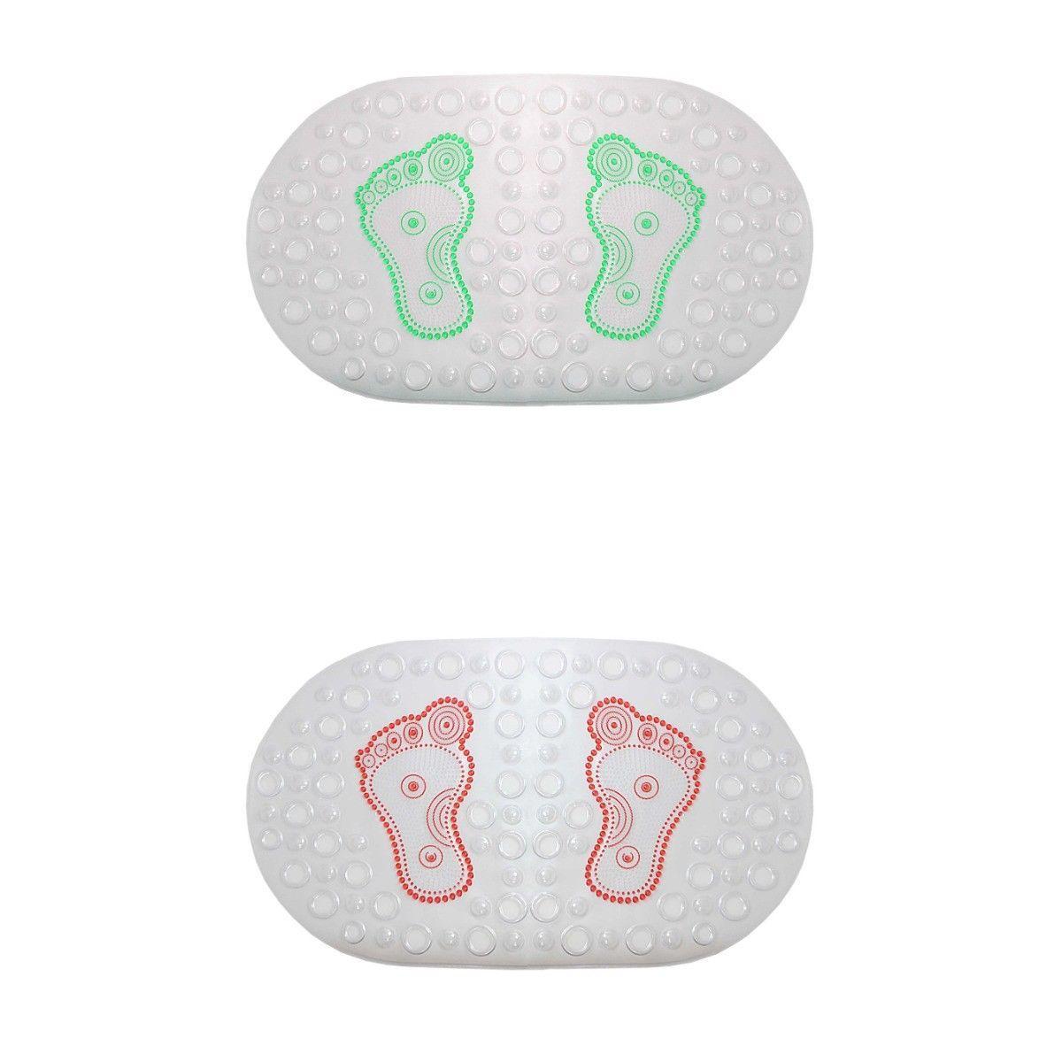 Transparent Oval Anti-Slip Bathroom Shower Bath Mat with Feet Design 64 x 35 cm Assorted Colours 7534