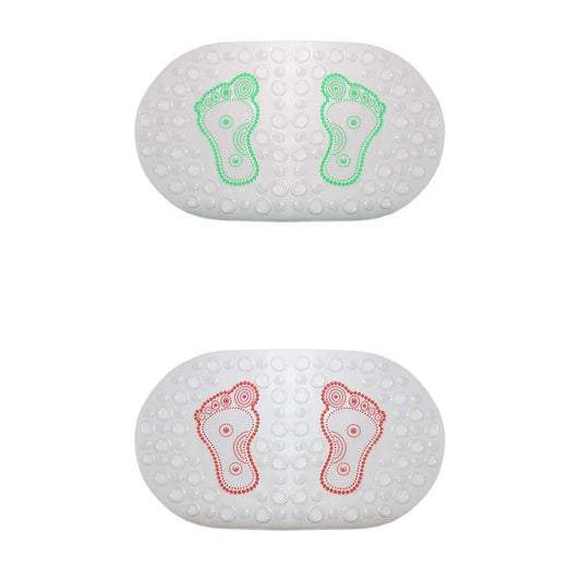 Transparent Oval Anti – Slip Bathroom Shower Bath Mat With Feet Design Assorted Colours