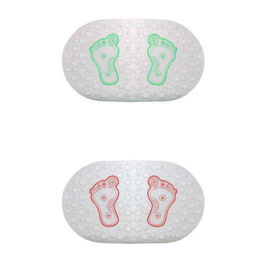 Frosted Oval Anti-Slip Bathroom Shower Bath Mat with Feet Design 66 x 35 cm Assorted Colours 6992