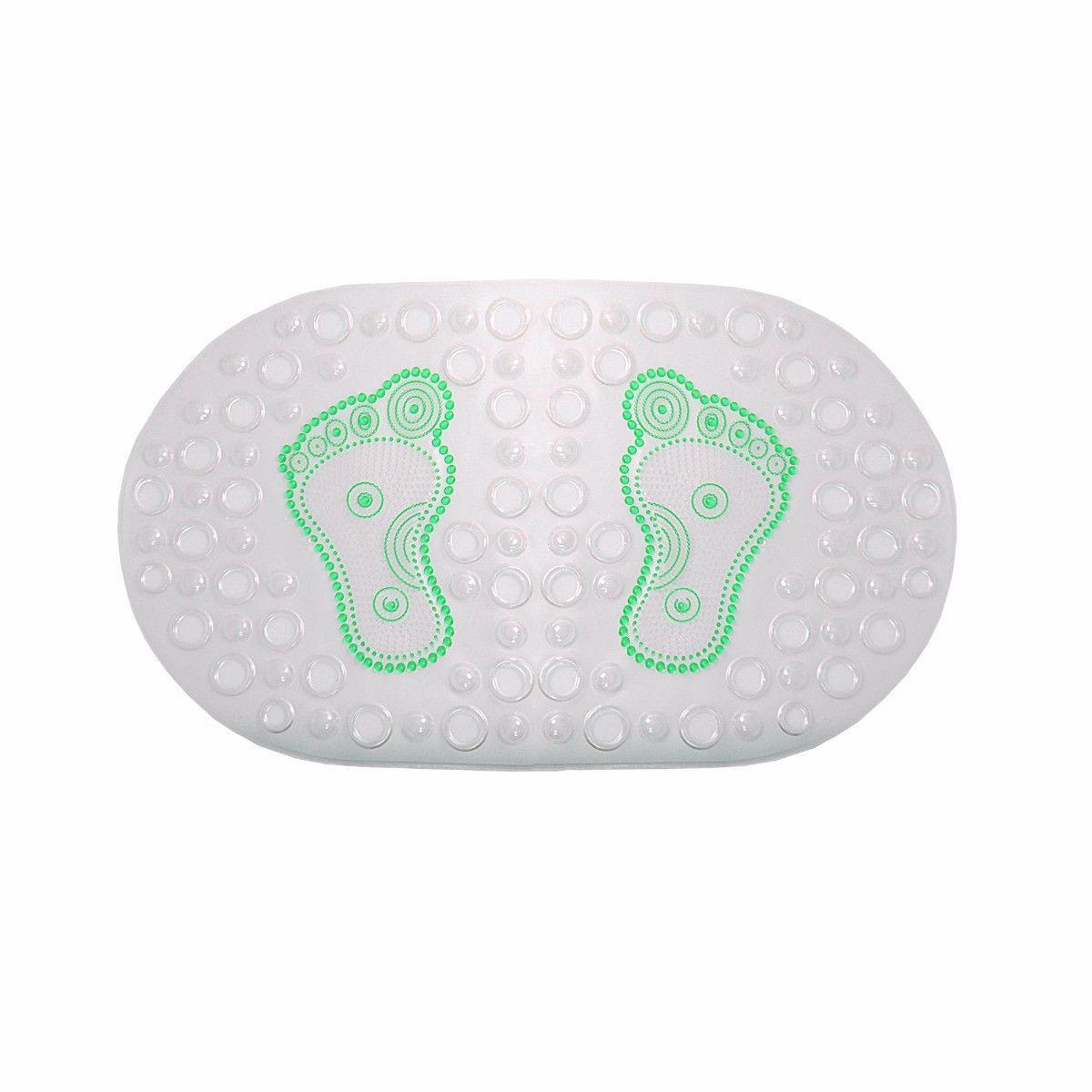 Transparent Oval Anti-Slip Bathroom Shower Bath Mat with Feet Design 64 x 35 cm Assorted Colours 7534