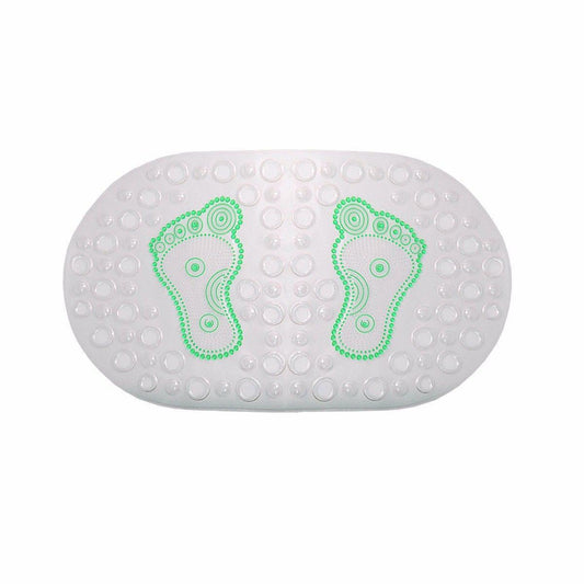 Transparent Oval Anti-Slip Bathroom Shower Bath Mat with Feet Design 64 x 35 cm Assorted Colours 7534