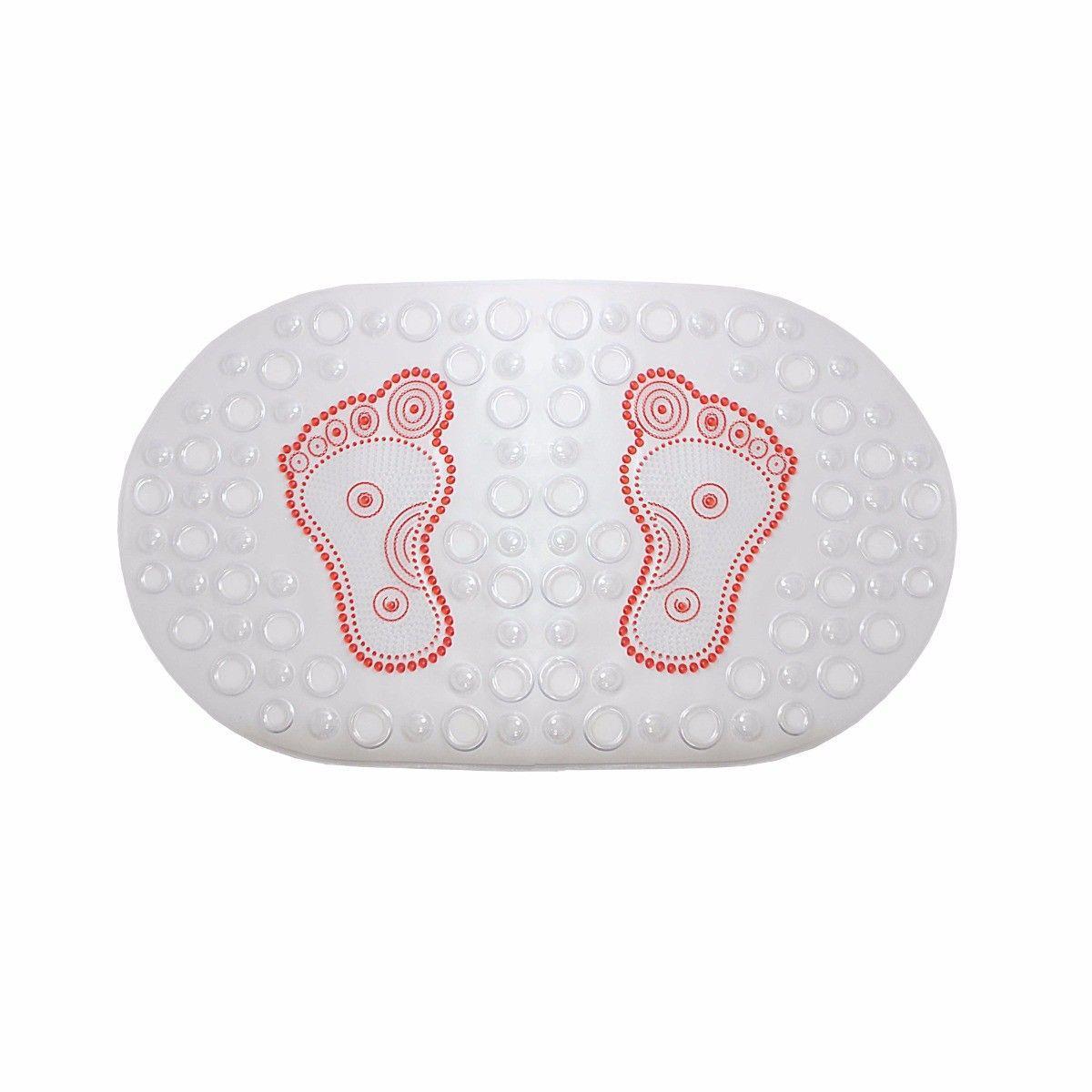 Transparent Oval Anti-Slip Bathroom Shower Bath Mat with Feet Design 64 x 35 cm Assorted Colours 7534