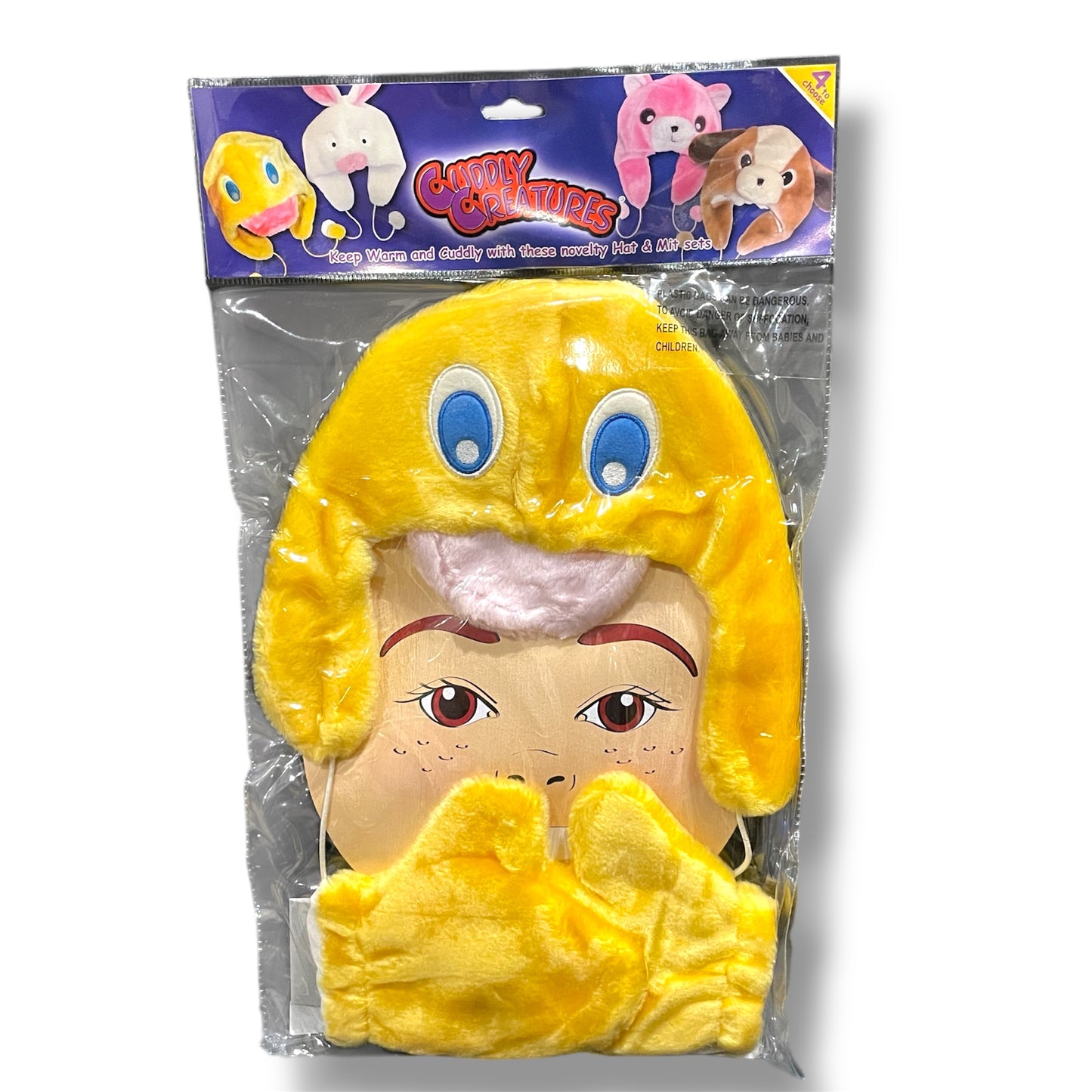 Kids Soft Hat & Mittens Set Cuddly Creatures - Yellow Duckling