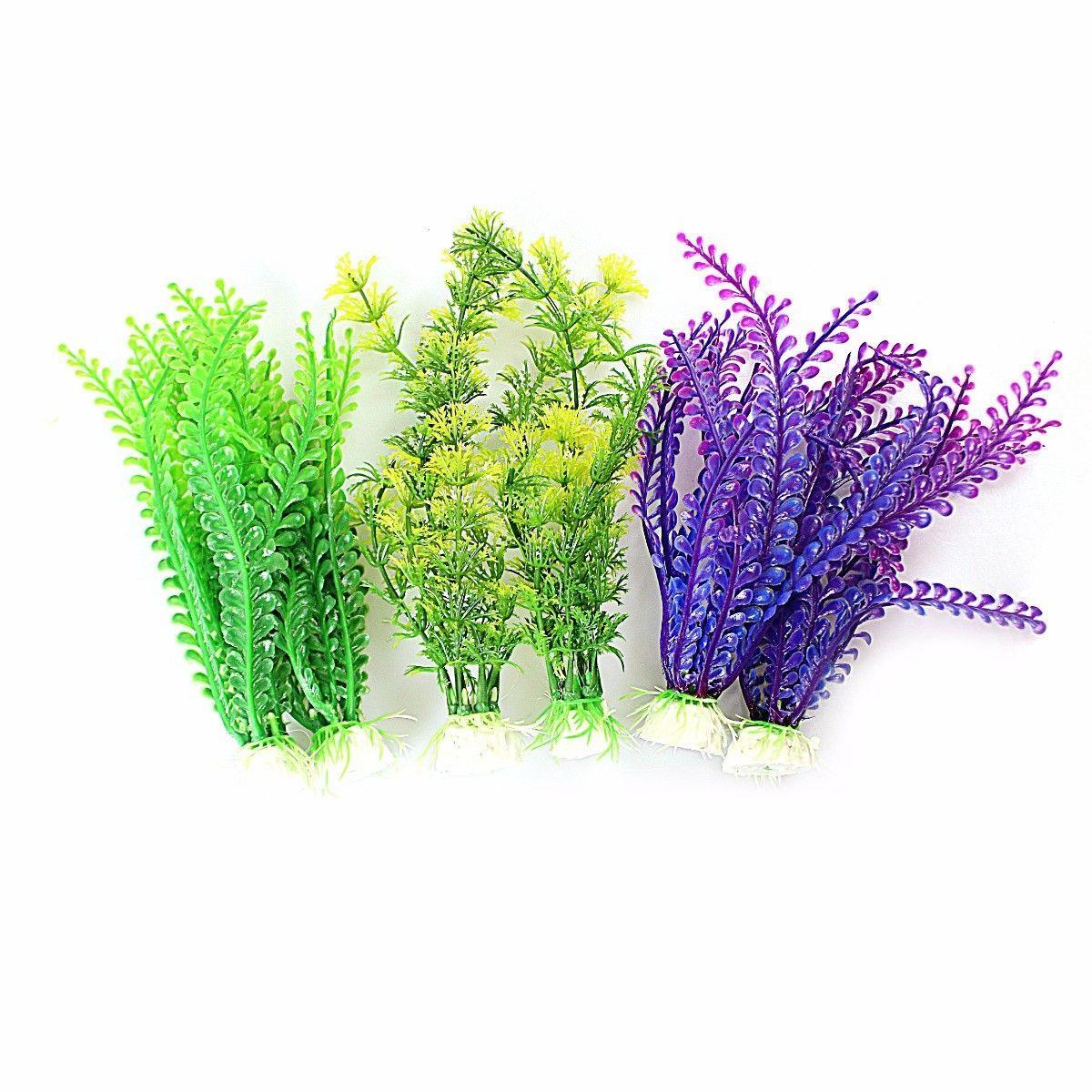 Artificial Plastic Aquarium Fish Tank Fern Algae Plant Decoration 18-20Cm Pack Of 2 Assorted Colours