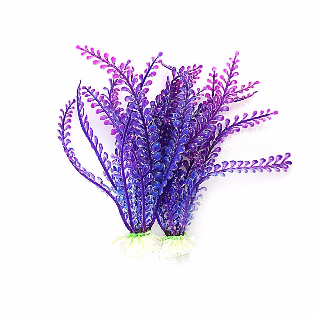 Artificial Plastic Aquarium Fish Tank Fern Algae Plant Decoration 18-20Cm Pack Of 2 Assorted Colours