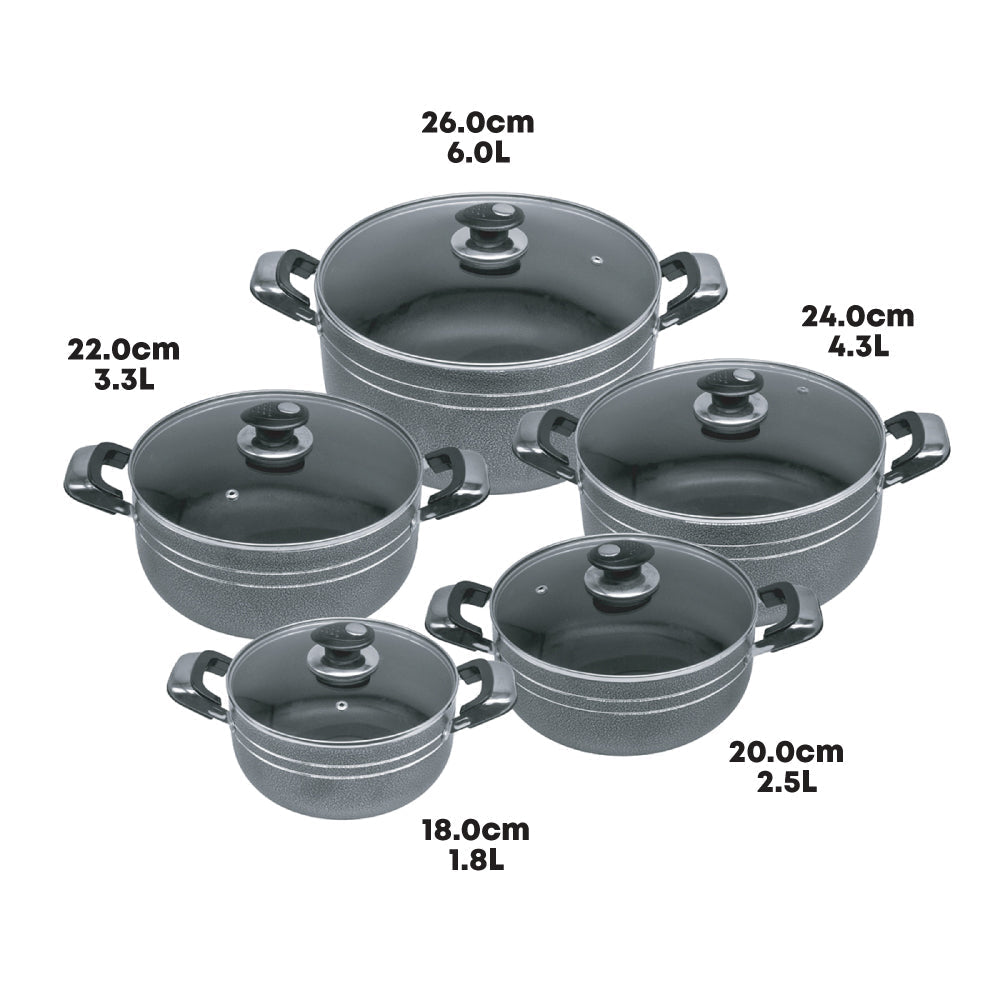 Una Non-Stick Athena Stockpot Set Of 5 18-20-22-24-26Cm