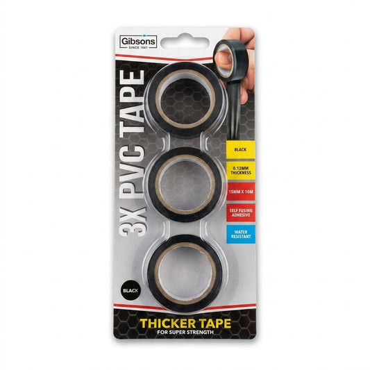 3 x Pvc Tape Black Self – Fusing Adhesive Thickness