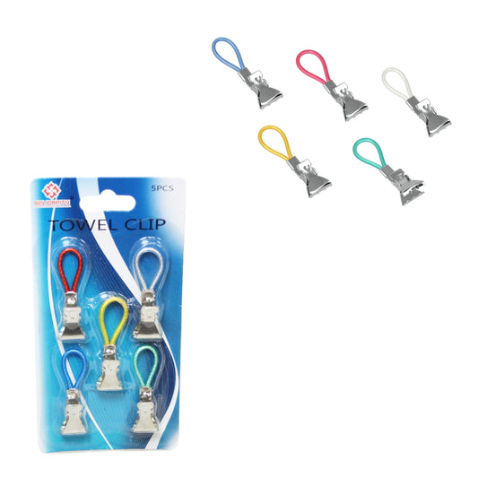 5 Piece Clips Towel Cloth Hanging Clips Metal Assorted Colour Clip