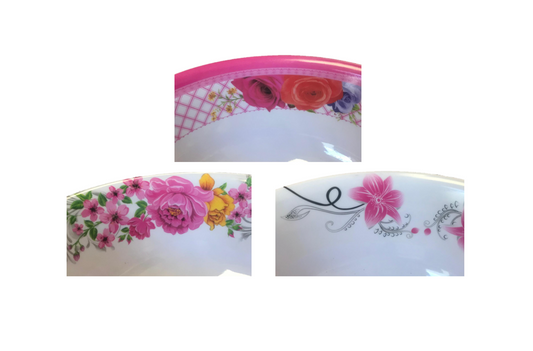 Plastic Bowl with floral Design 20 cm Assorted Designs 2892