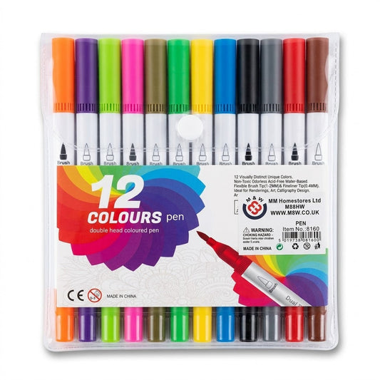 12 Dual Double Head Coloured Tip Art Marker 90G