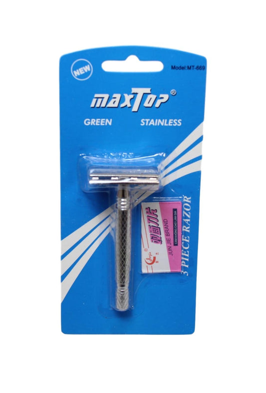 Stainless Steel 3 Piece Barber's Shaver Razor with Blades 10 cm 2900