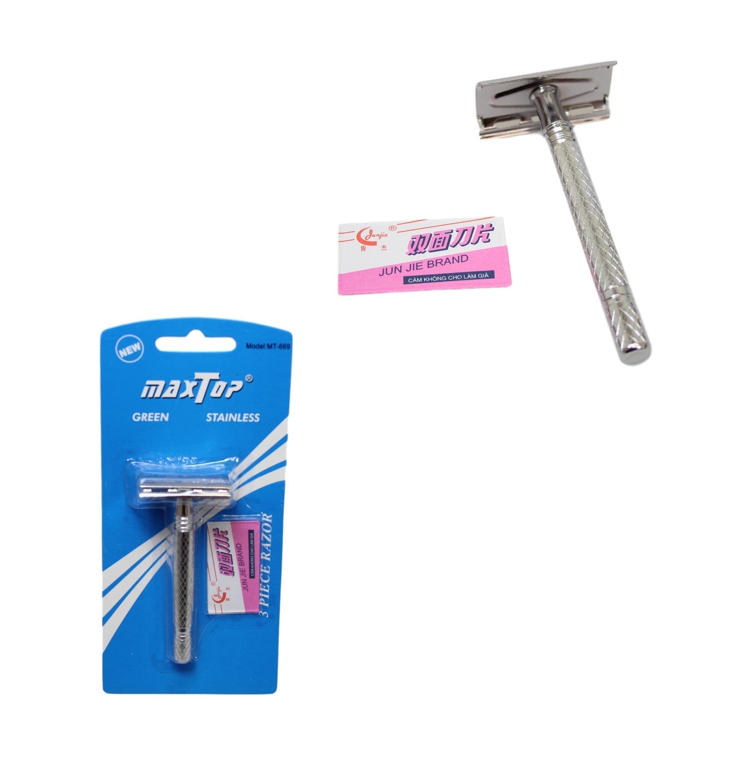 Stainless Steel 3 Piece Barber's Shaver Razor with Blades 10 cm 2900
