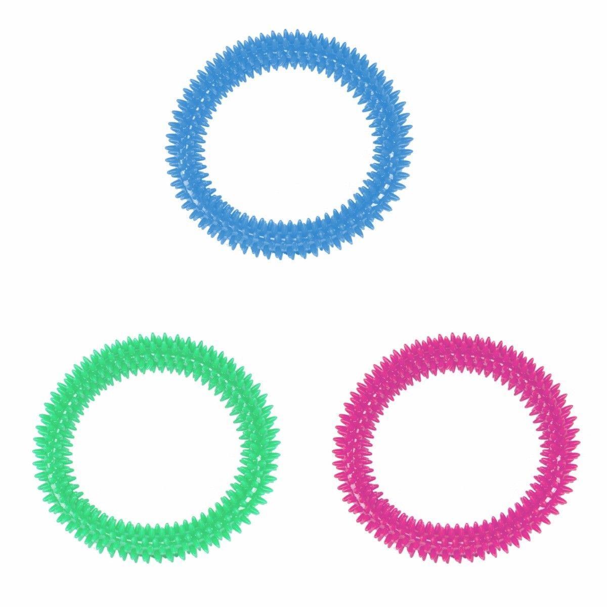 Pet Dog Toy Soft Rubber Dental Chew Ring 8.5 cm Assorted Colours 0057