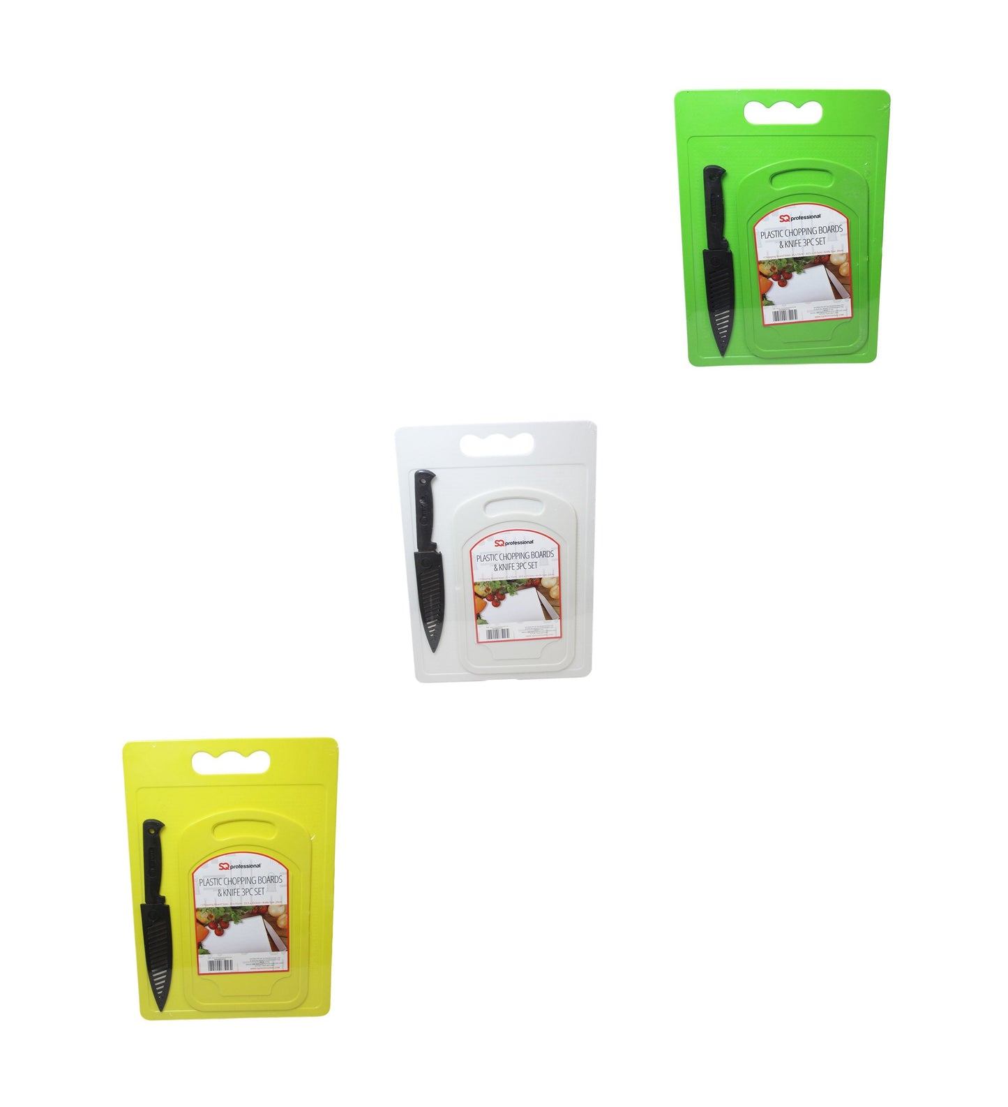 3 Pack Smart Kitchen Kit 2 Chopping Board With 1 Knife Assorted Colours 2938 / 9811