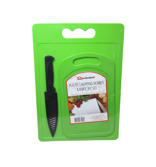 3 Pack Smart Kitchen Kit 2 Chopping Board With 1 Knife Assorted Colours 2938 / 9811