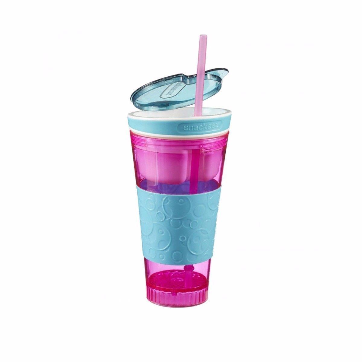 2 In 1 Plastic Travel Snack & Drink Cup Assorted Colours